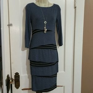 EUC Anthropologie dress blue gray sz M